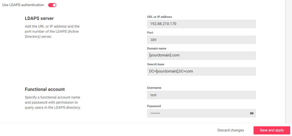 iah settings authentication ldap