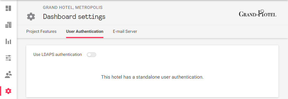 iah settings authentication standalone