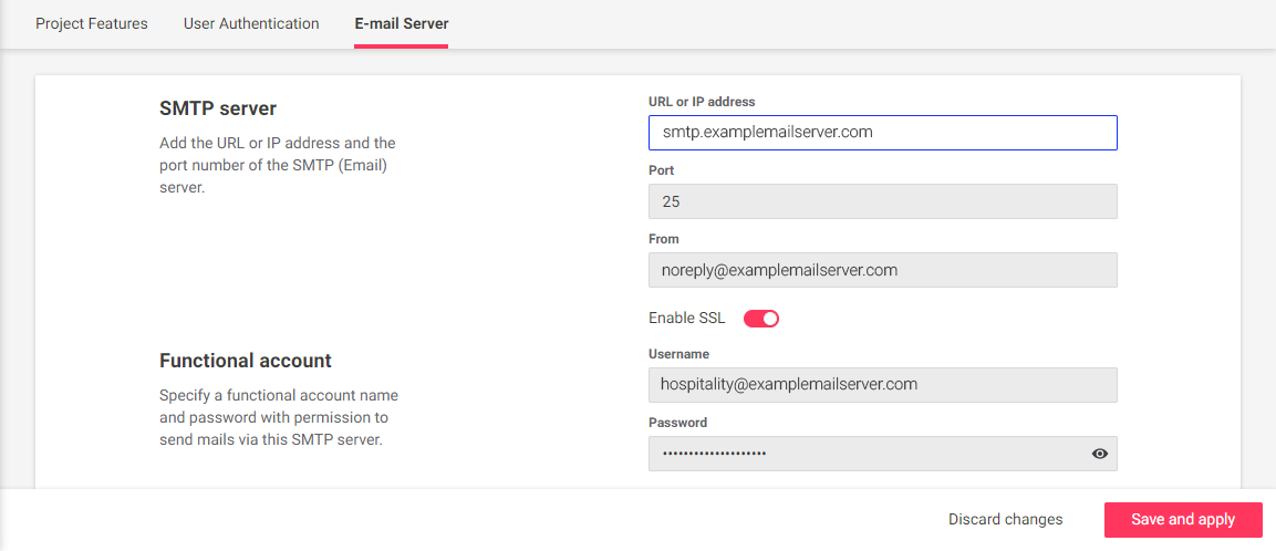 iah settings email