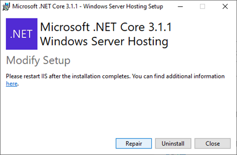 iah troubleshoot dotnet repair